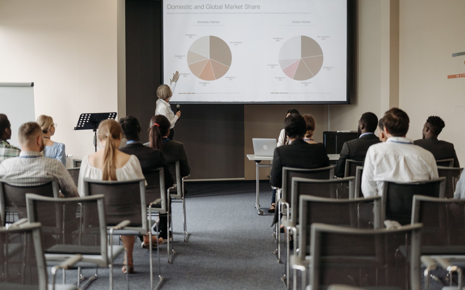 Conference presentation in a business room