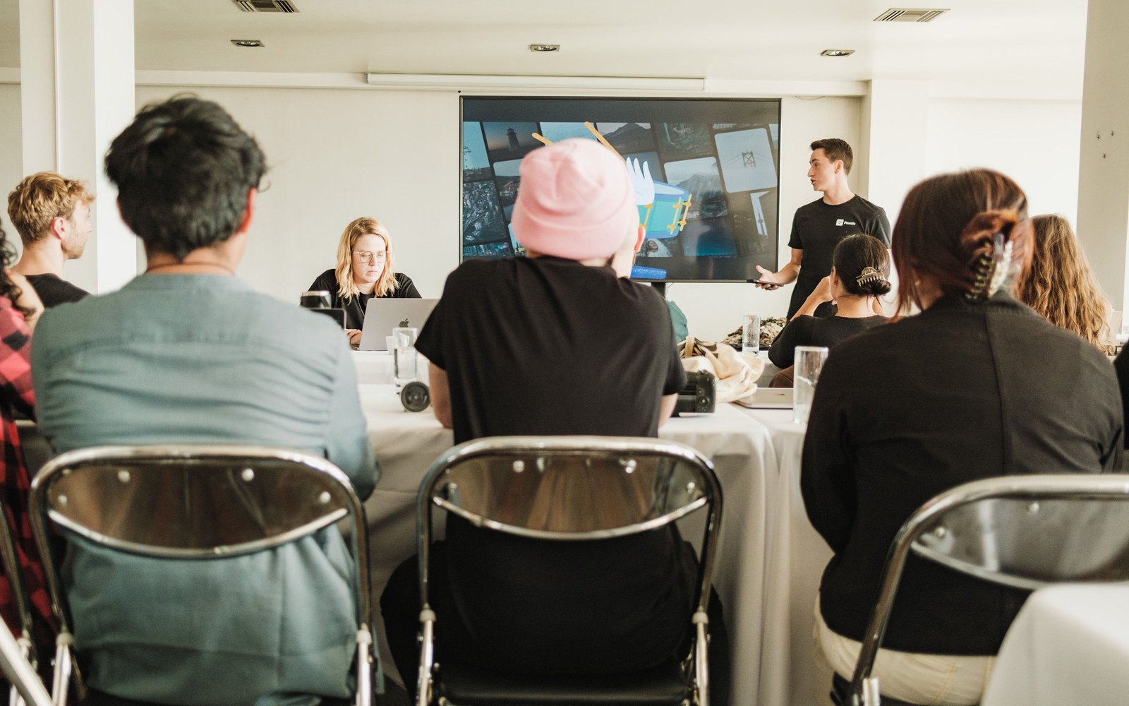 Professional event team in a business setting